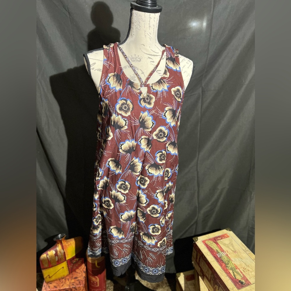 Floral Border Print Shift Dress Size M